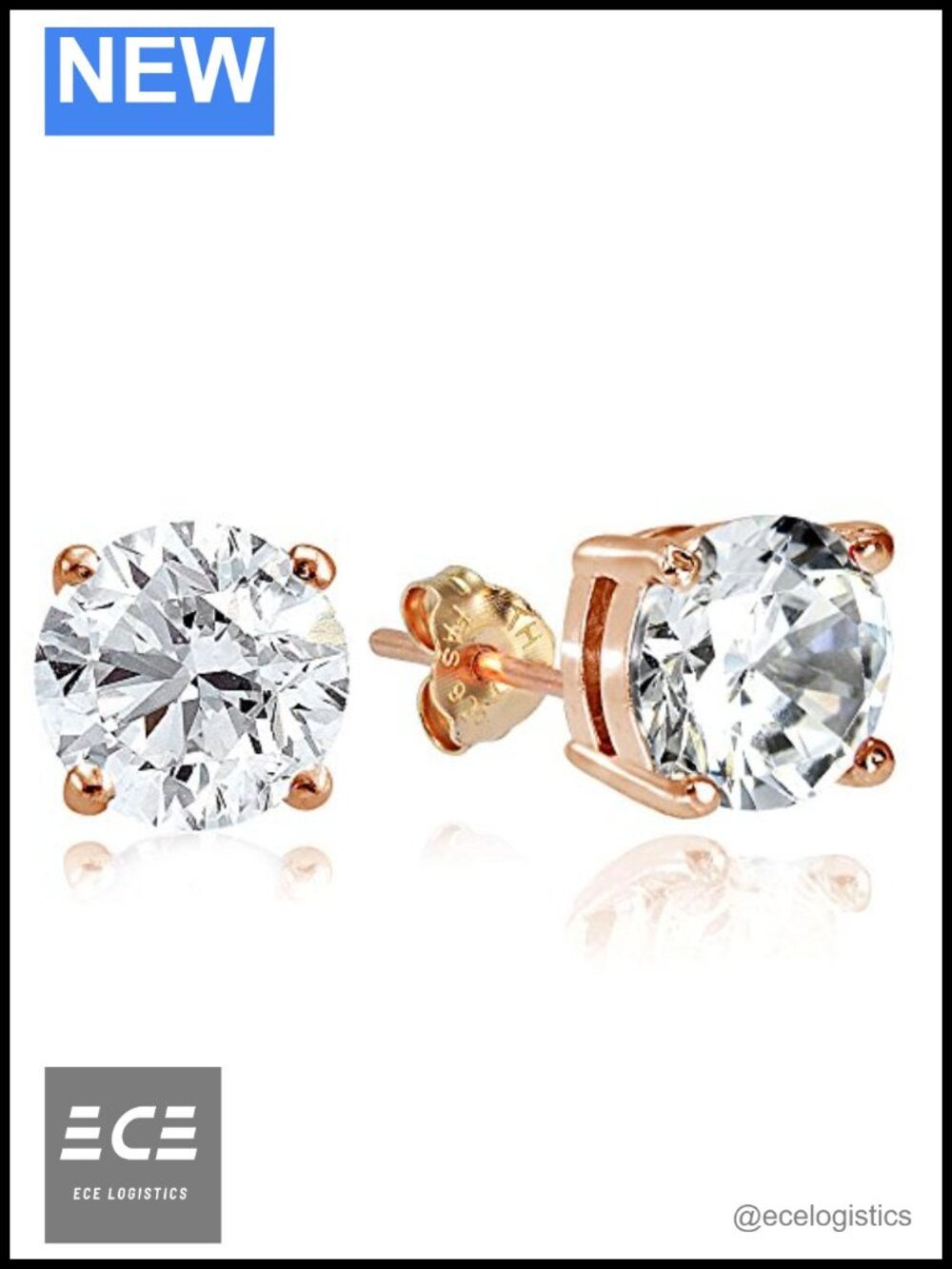 Sterling Silver Assorted CZ Stud Earrings with Friction Backs